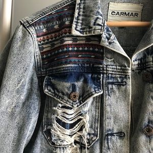 Distressed Navajo denim jacket